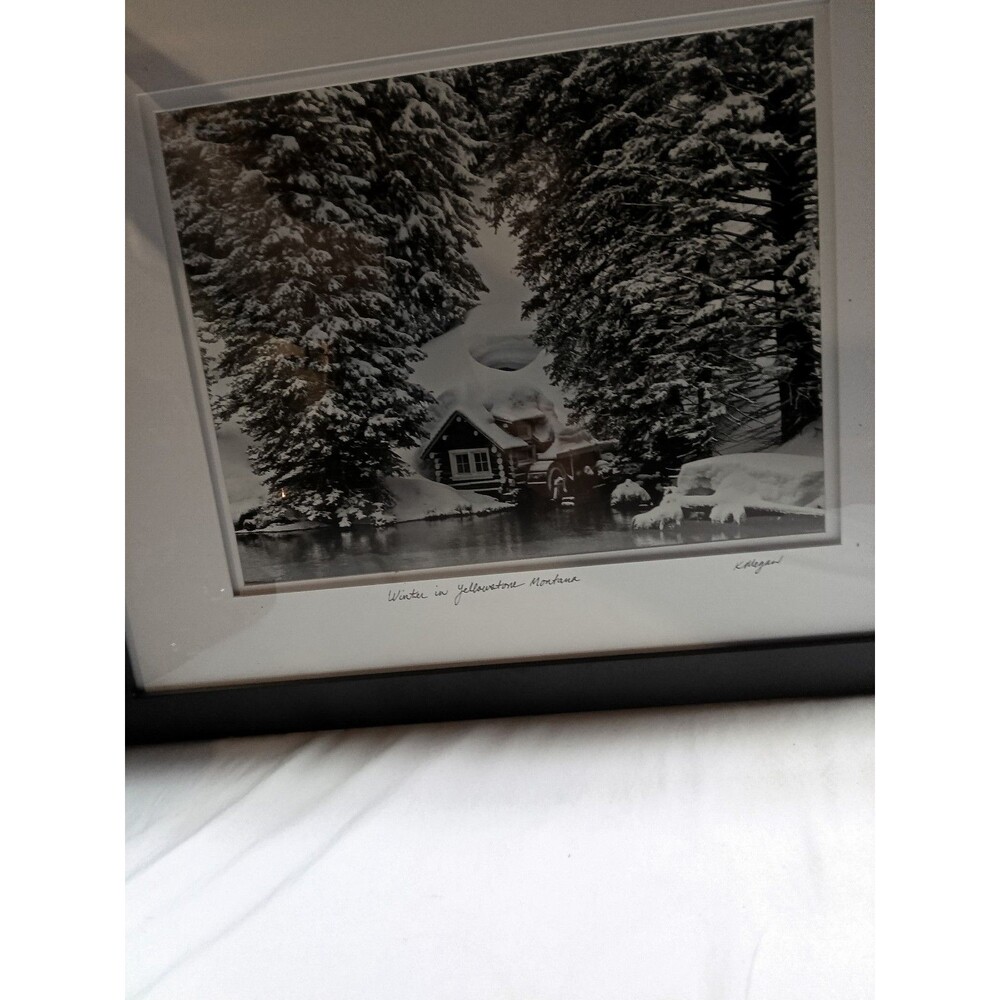 Framed B&W Photo Print - "Winter in Yellowstone Montana